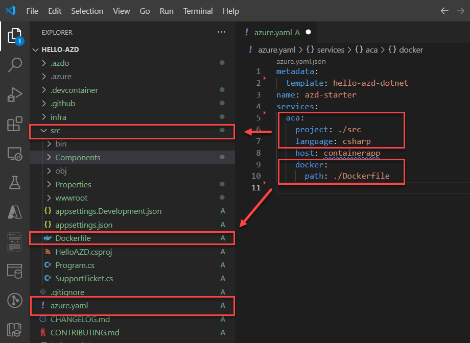 A screenshot showing the packaging stage of azd up.