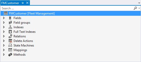 Node properties for FMCustomer.