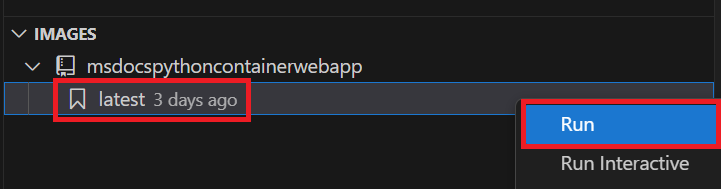 Screenshot, der zeigt, wie ein Docker-Container in Visual Studio Code ausgeführt wird.