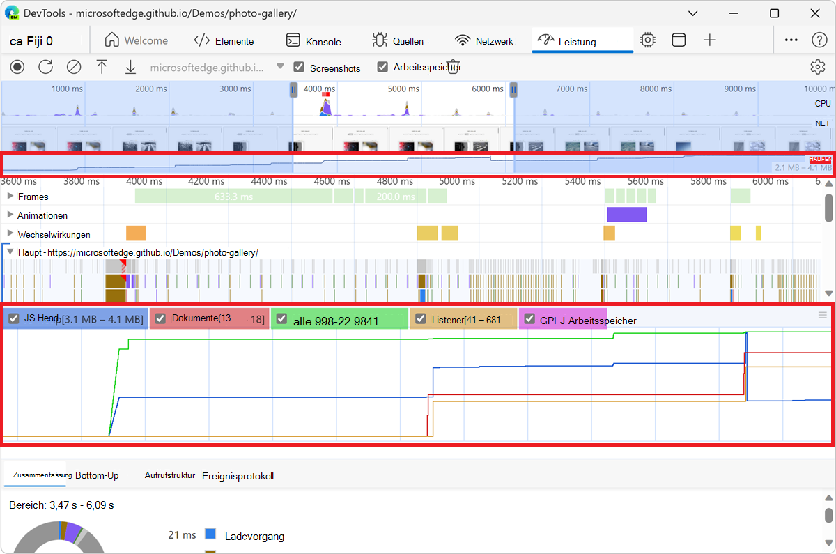 Arbeitsspeichermetriken