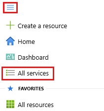 Screenshot showing All services in the Azure portal menu.