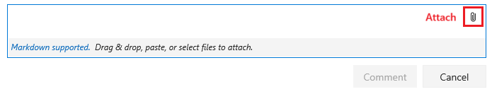 Screenshot that shows how to select the paperclip icon to attach a file onto a wiki page.