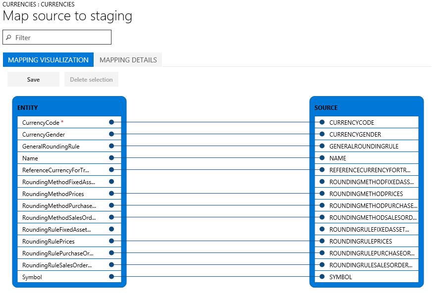 Screenshot of data mapping configuration showing source and target field relationships.