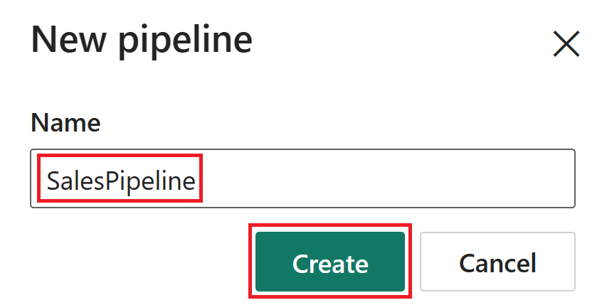 Screenshot of the pipeline name input.