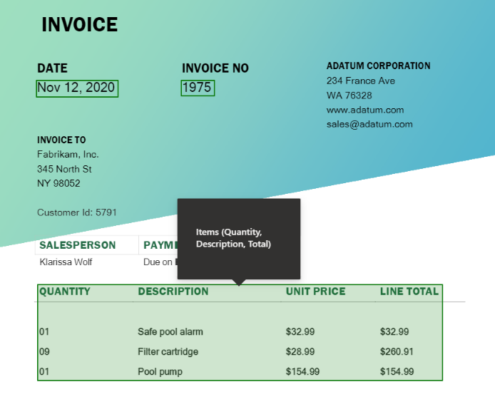 Screenshot di una tabella estratta dall'elaborazione dei documenti.