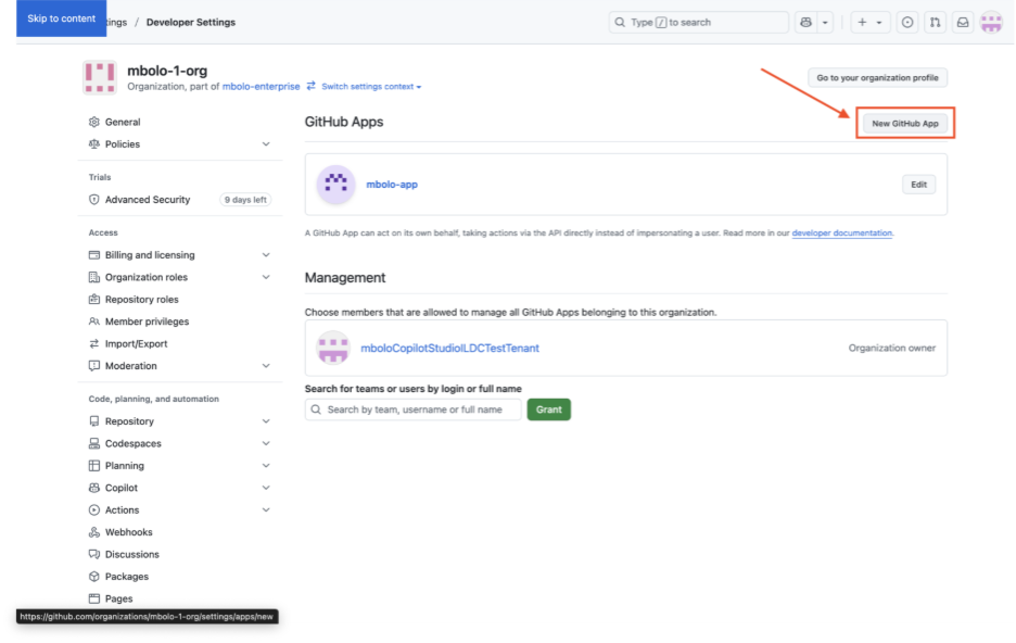 Screenshot di GitHub con La nuova app GitHub evidenziata.
