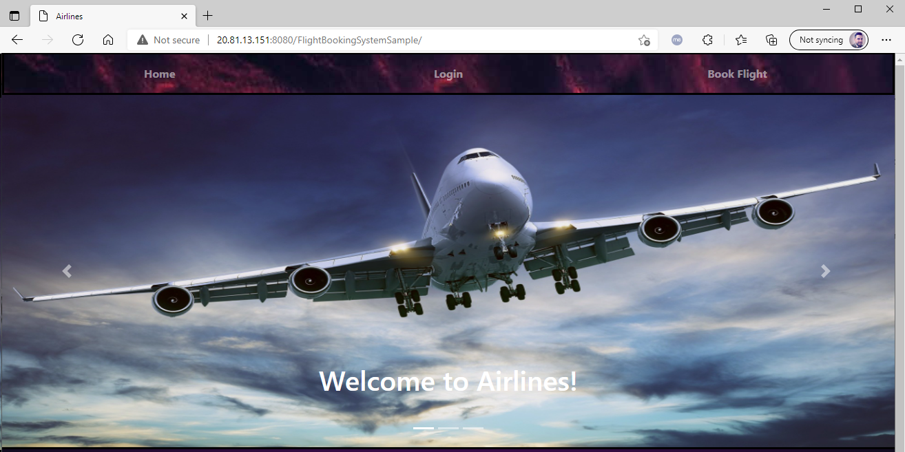 Screenshot che mostra l'app in esecuzione.