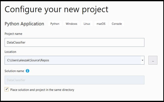 Configurare la nuova app Python