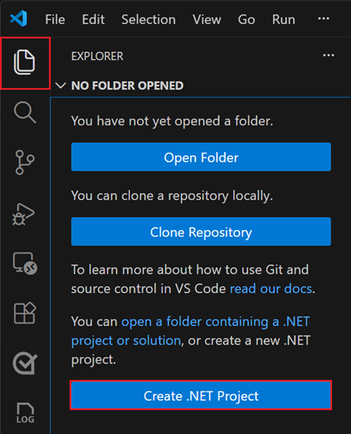 .NET: コマンド パレットの [新しいプロジェクト] コマンド
