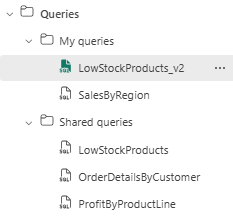 [クエリ] フォルダーの Fabric ポータルのスクリーンショット。