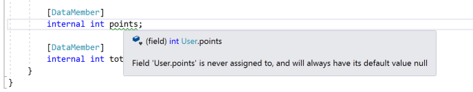 割り当てられていない変数の警告メッセージ